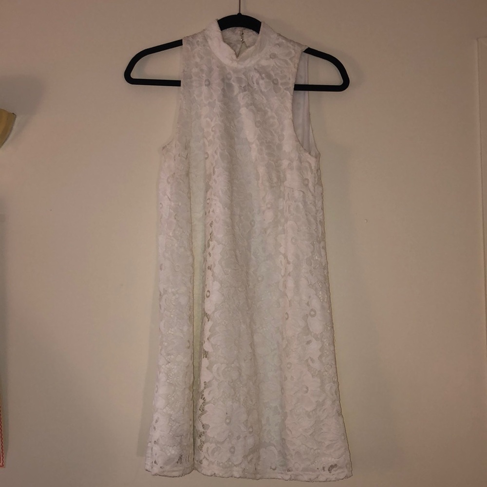 RIVER ISLAND HIGH NECK WHITE LACE DRESS